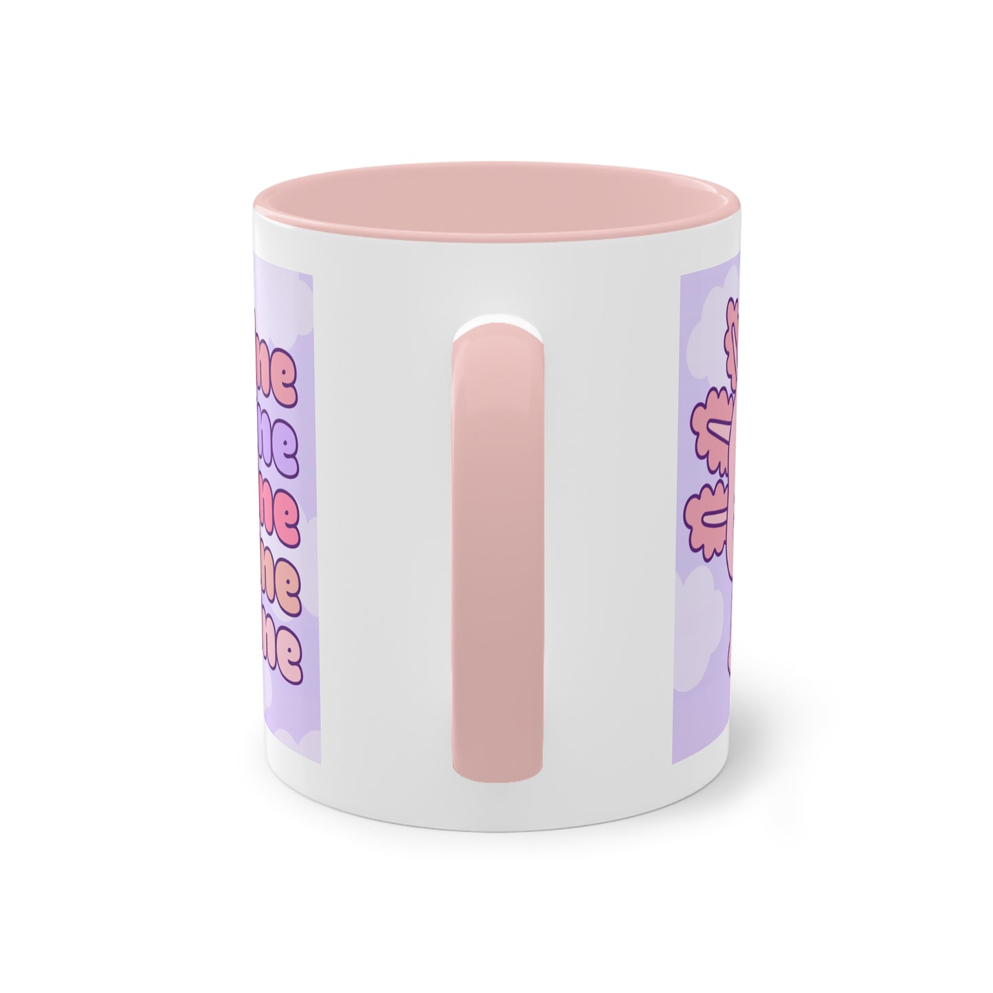 Kawaii Namenstasse mit lila rosa niedlicher Kreatur rosa