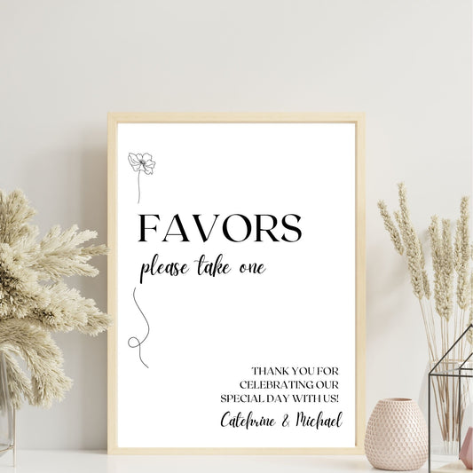 Wedding favors sign template