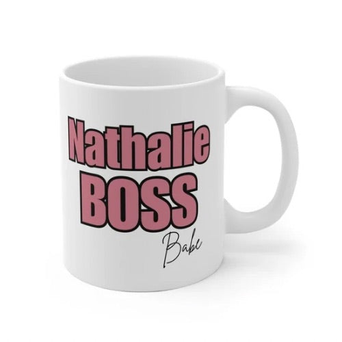 Keramiktasse „Name BOSS Babe“.